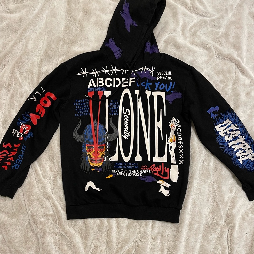 Rare Vlone Obscene Dream ABCDEF Graffiti Print Hoodie